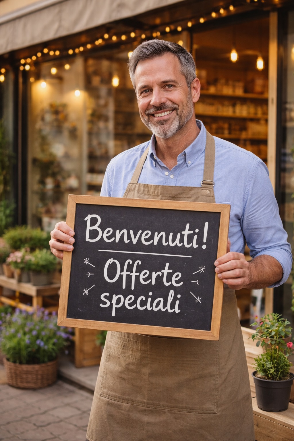 Piccolo negozio che promuove offerte per attirare nuovi clienti